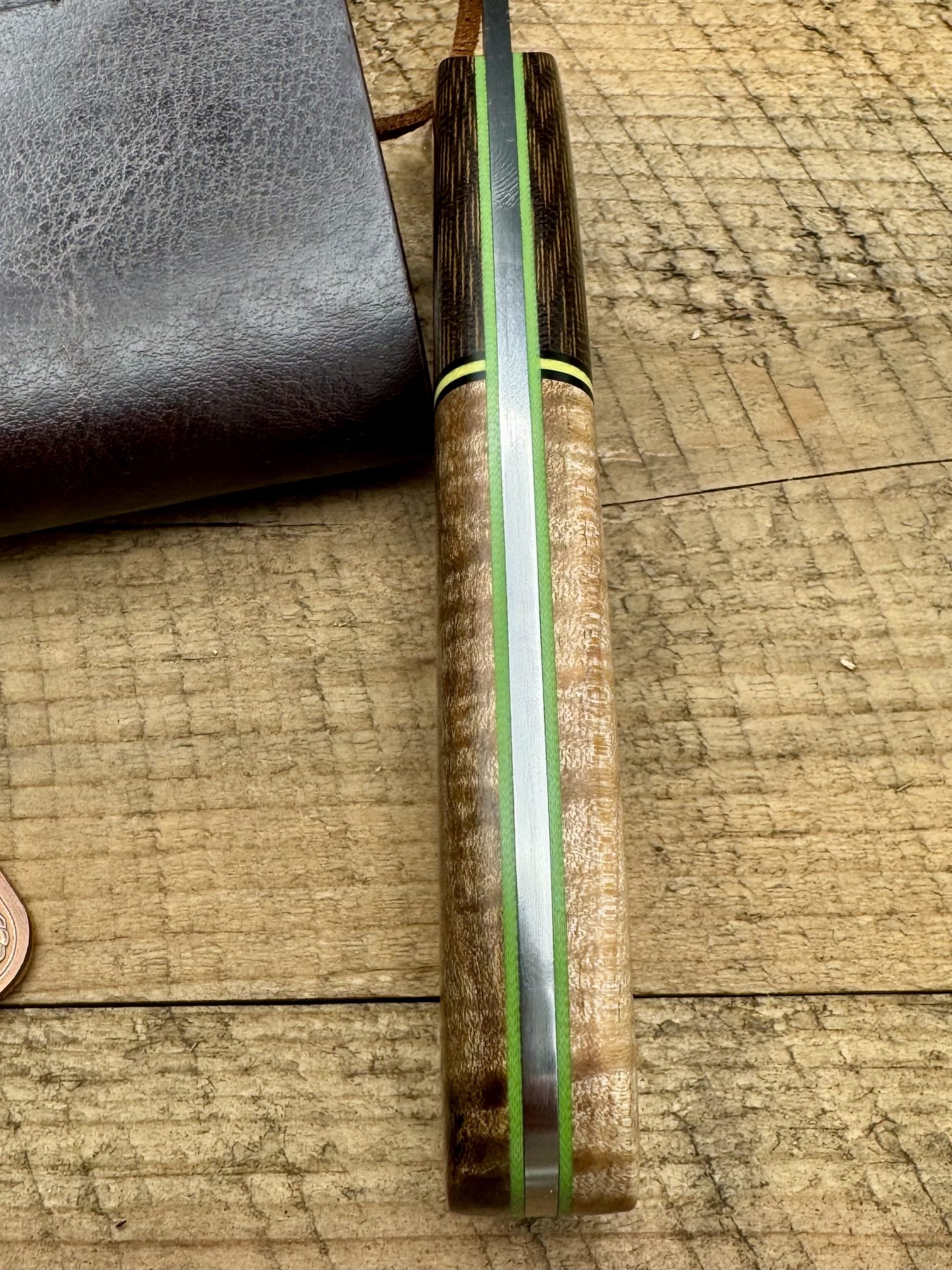 WW Custom Sportsman Pro (Modified) #6 Curly Maple OD Micarta Green Liners Handle