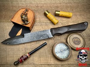 Hauck's Edge Bayonet Fighter Spiral Damascus Brown Burlap